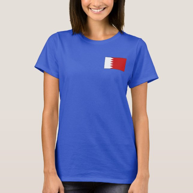 Bahrain Flagga och Karta dk T-Shirt (Framsida)