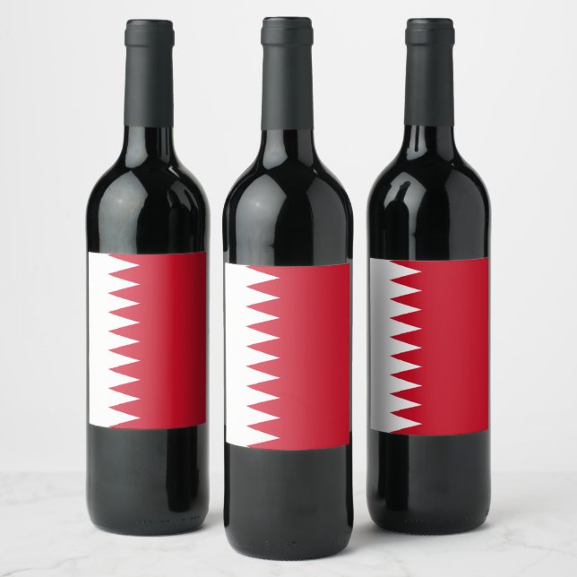 Bahrain flagga vinflaska etikett (Flaskor)