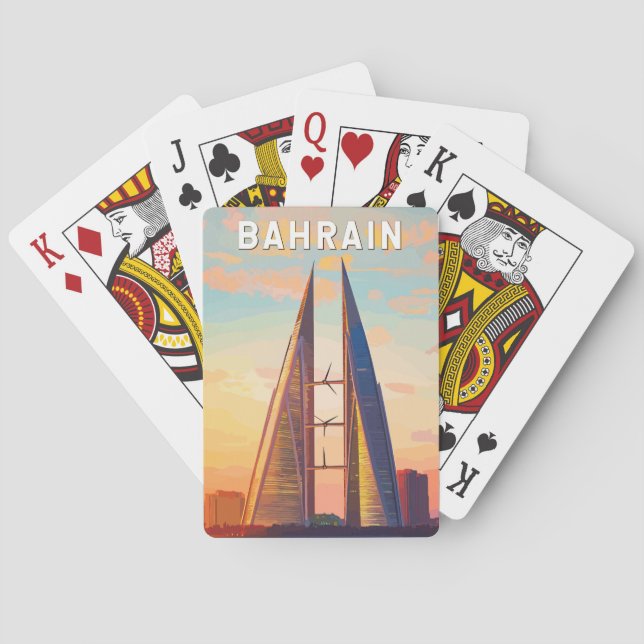 Bahrain Illustration Travel Art Vintage Casinokort (Baksidan)