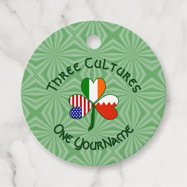 Bahrain Ireland USA Shamrock Flagga Personlig Gåvor Etiketter (Framsida)