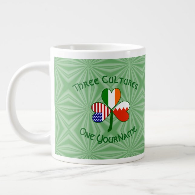 Bahrain Ireland USA Shamrock Flagga Personlig Jumbo Mugg (Vänster)