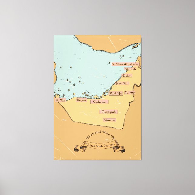 Bahrain Vintage reseplaneringskarta Canvastryck (Framsida)