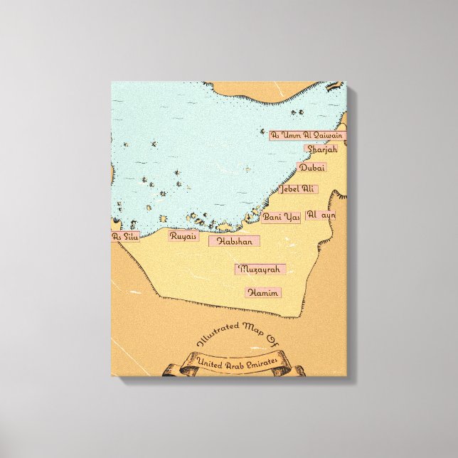 Bahrain Vintage reseplaneringskarta Canvastryck (Framsida)