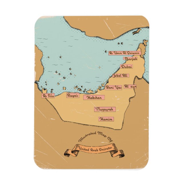 Bahrain Vintage reseplaneringskarta Magnet (Vertikal)