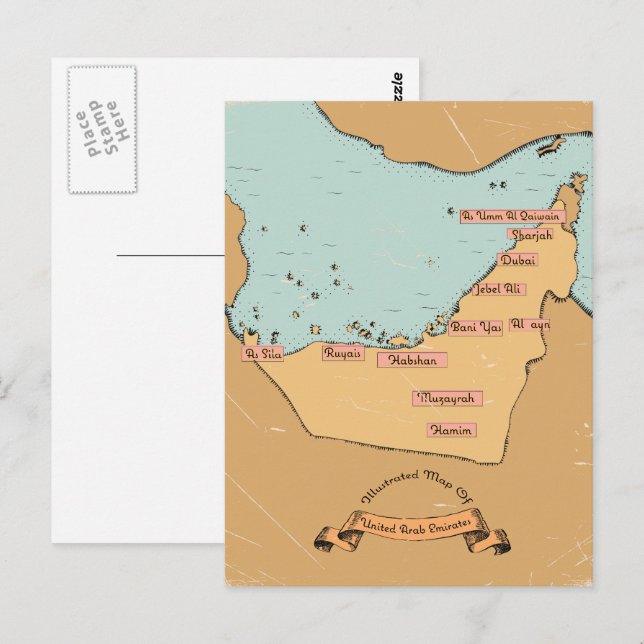 Bahrain Vintage reseplaneringskarta Vykort (Fram/baksida)