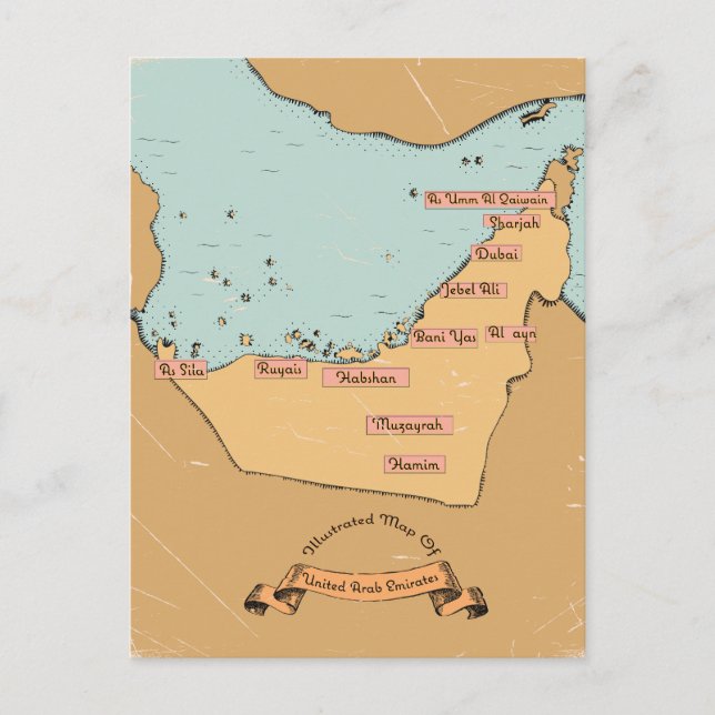 Bahrain Vintage resor karta Helg Vykort (Framsida)