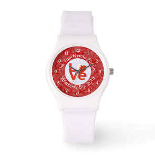 Bahraini Flagga Heart Red KÄRLEK Armbandsur