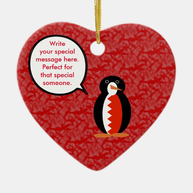 Bahraini Flagga Helgdag Penguin Talking Julgransprydnad Keramik (Framsidan)