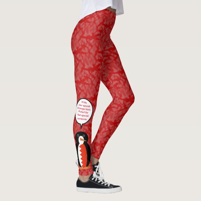 Bahraini Flagga Helgdag Penguin Talking Leggings (Höger)