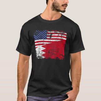 BAHRAINI ROOTS Halamerikanska Flagga USA BAHRAIN F T Shirt