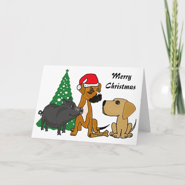 BAhundar och grisjulkort Helgkort (Framsida)