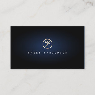Baid Elegant Guld Bass Clef Icon Blue Glow Visitkort
