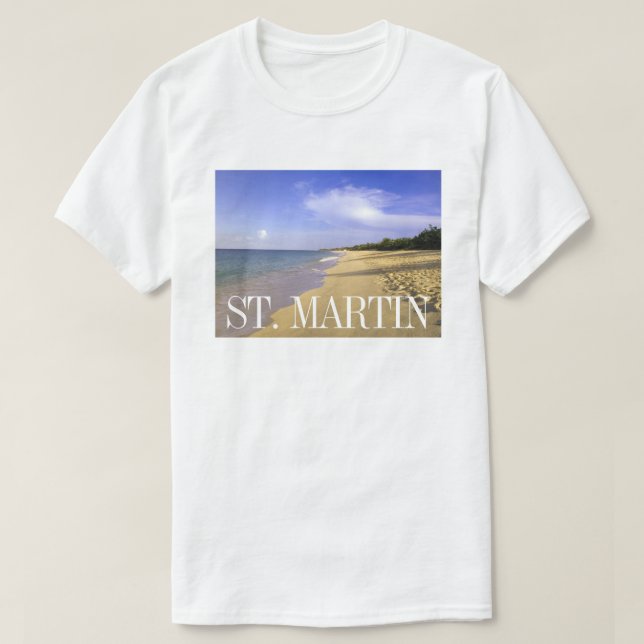 Baie Longue Long Bay Beach, St. Martin T Shirt (Design framsida)