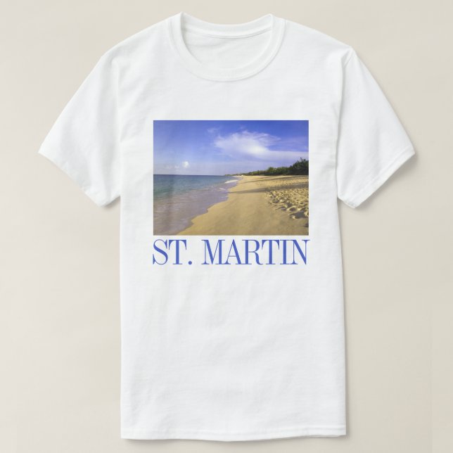Baie Longue Long Bay Beach, St. Martin T Shirt (Design framsida)