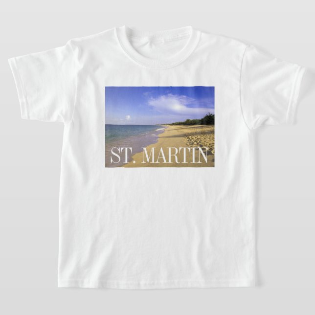 Baie Longue Long Bay Beach, St. Martin T Shirt (Laydown)