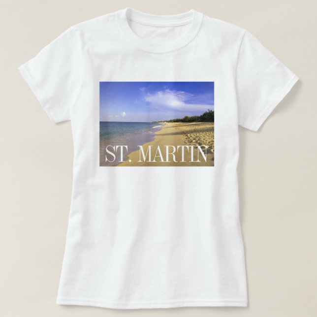Baie Longue Long Bay Beach, St. Martin T Shirt (Design framsida)