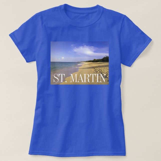 Baie Longue Long Bay Beach, St. Martin T Shirt (Design framsida)