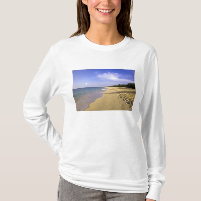 Baie Longue Long Bay-stranden, St. Martin T-shirt (Framsida)