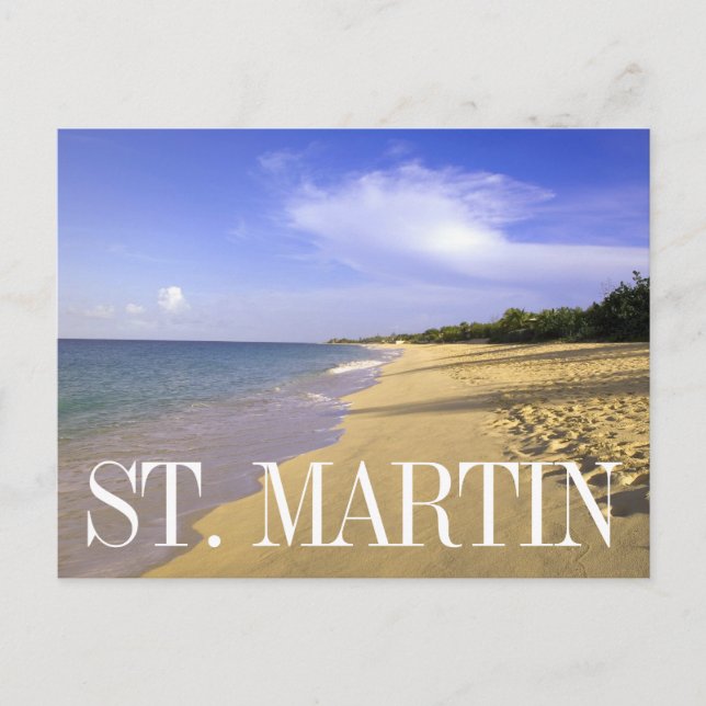 Baie Longue Long Bay-stranden, St. Martin | Tack Vykort (Framsida)