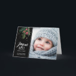 Baies Rouges | Joyeux Noël Helgkort<br><div class="desc">För Carte de Noël för modern design foto avec</div>