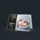 Baies Rouges | Joyeux Noël Helgkort<br><div class="desc">För Carte de Noël för modern design foto avec</div>