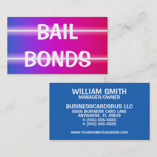 Bail Bonds Bright Colorful Visitkort