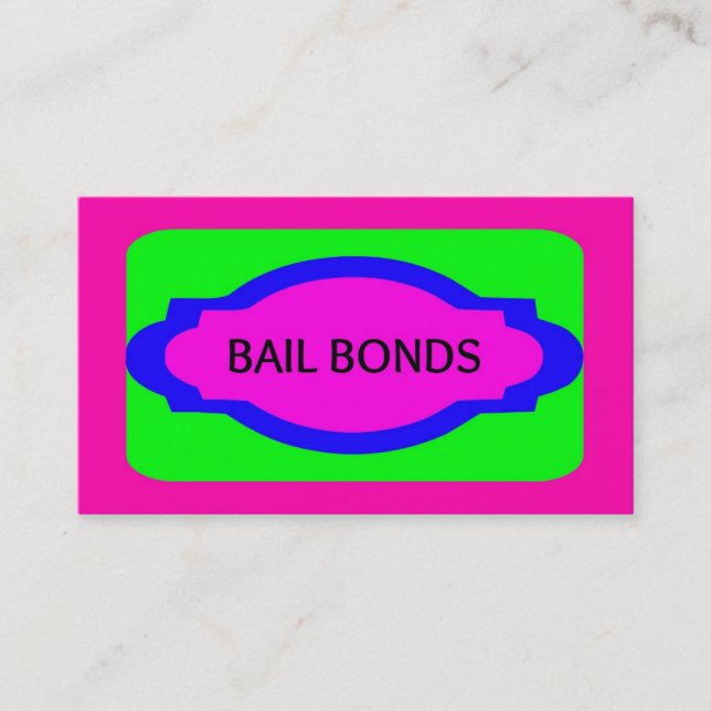 Bail Bonds Neon Färg Affärskort Visitkort (Framsida)
