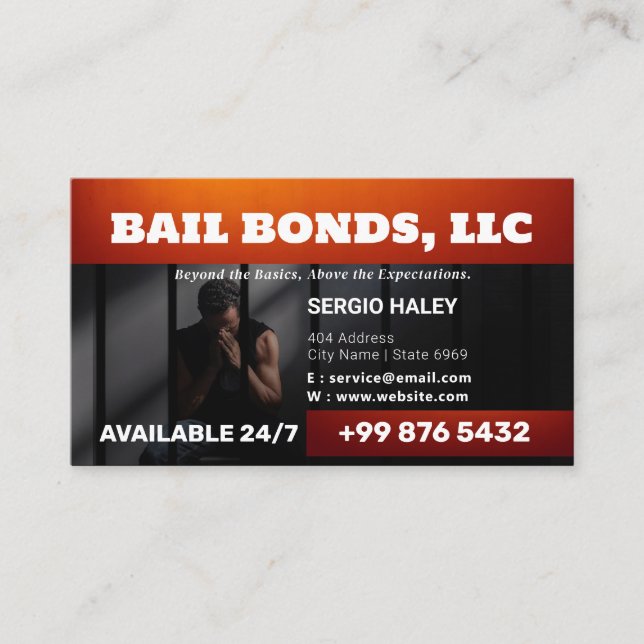 Bail Bonds Service | Black Red Visitkort (Framsida)