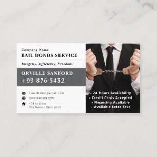 Bail Bonds Service Elegant vit Visitkort