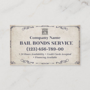 Bail Bonds Service   Klassisk Vintage Visitkort