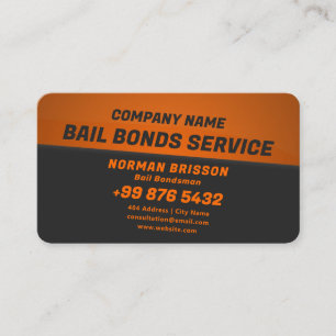 Bail Bonds Service Mörkens Orange Visitkort