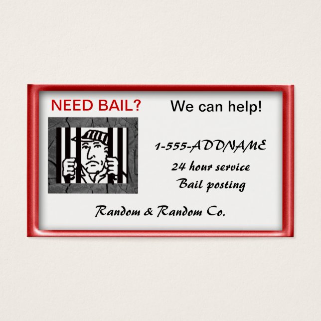 bail bondsperson visitkort (Framsidan)