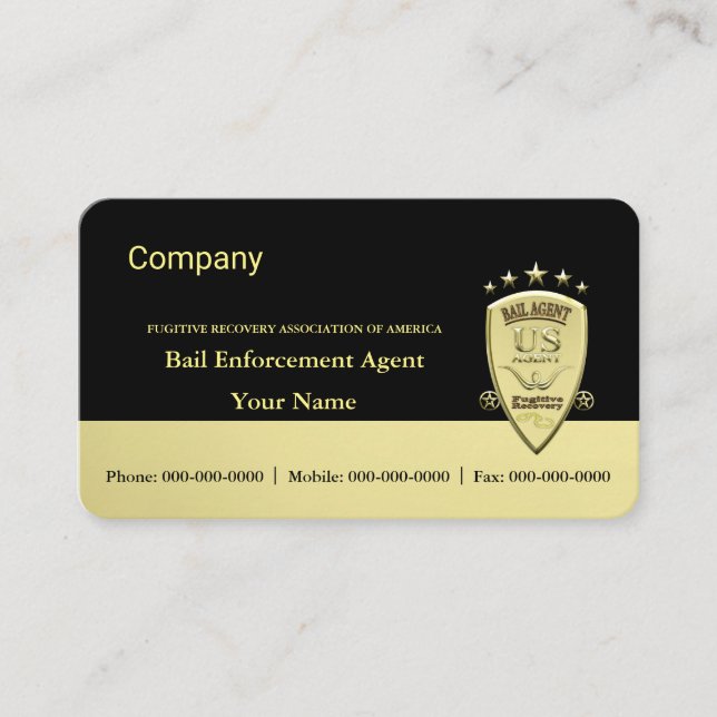 Bail Enforcement Agent Visitkort (Framsida)