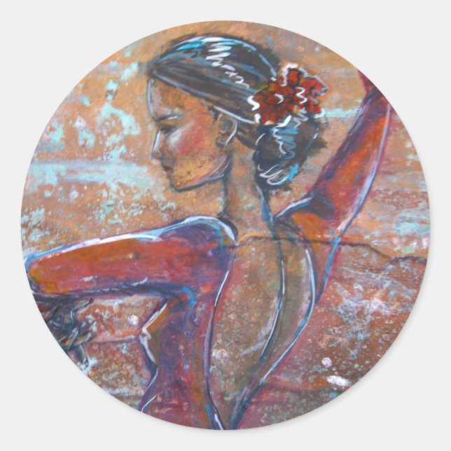 Bailaora Runt Klistermärke (Framsida)