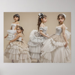 Bailarinas con trajes románticos Programa plegado Poster