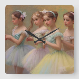 Bailarinas en el estilo de Degas en tonos suaves Fyrkantig Klocka