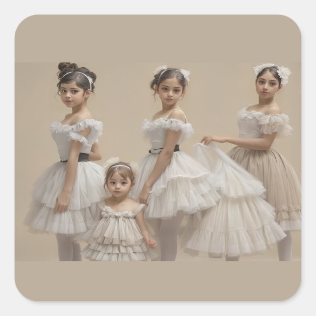 Bailarinas románticas fyrkantigt klistermärke (Framsida)