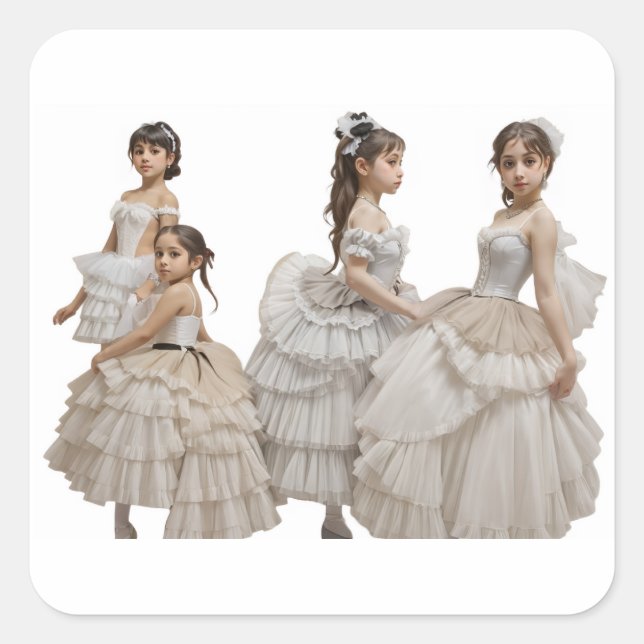 Bailarinas románticas fyrkantigt klistermärke (Framsida)