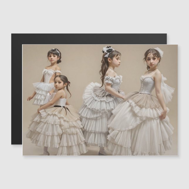 Bailarinas románticas magnetisk inbjudningskort (Fram/baksida)