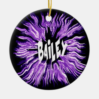 Bailey Namn Star i Lila Julgransprydnad Keramik