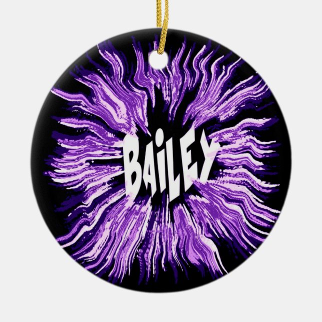 Bailey Namn Star i Lila Julgransprydnad Keramik (Framsidan)