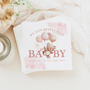 BAILEY Rosa Barly Wait Nalle Baby Shower Pappersservett