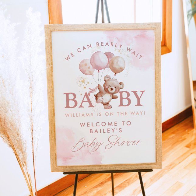BAILEY Rosa Barly Wait Nalle Baby Shower Poster (Skapare uppladdad)