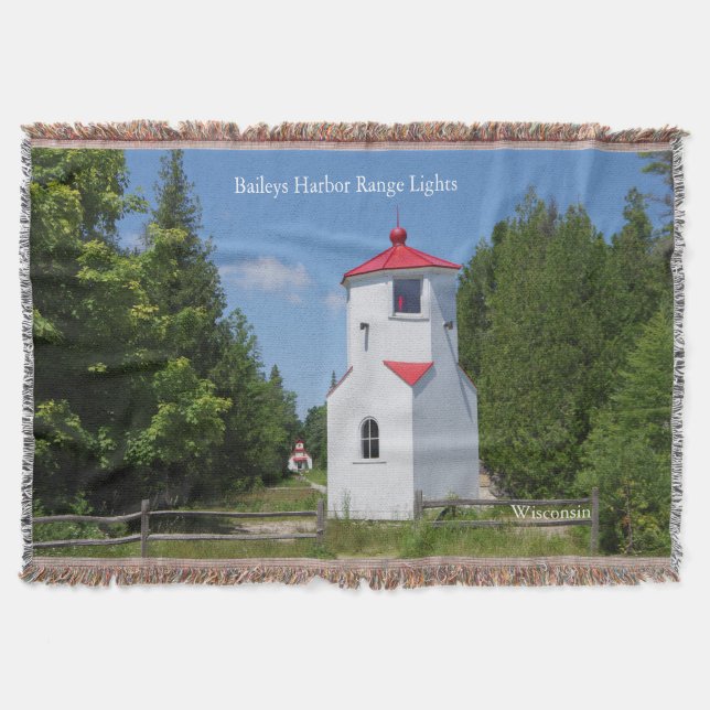 Baileys Harbor Range Lights vävd filt (Framsidan)