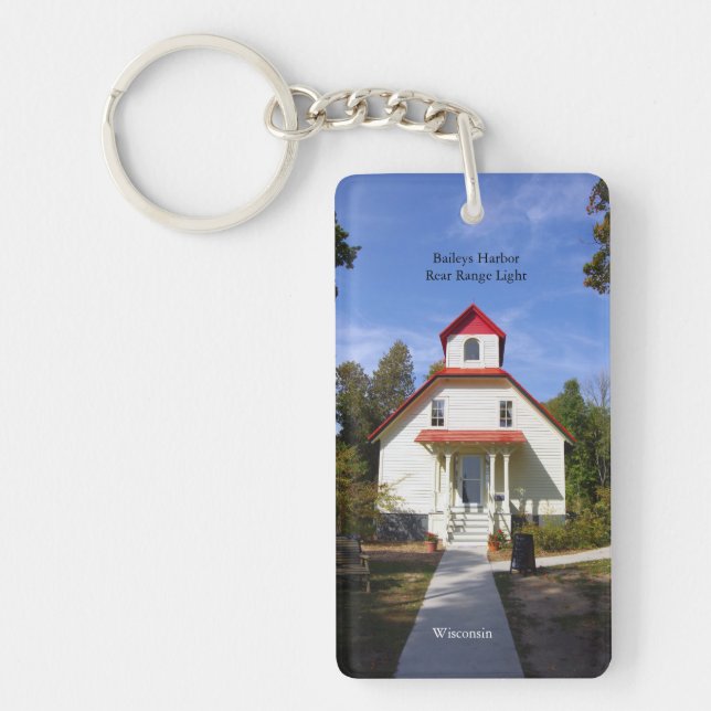Baileys Harbor Rear Range Light akrylnyckelring (Framsidan)
