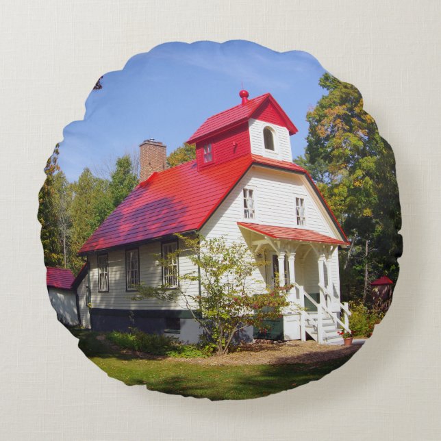 Baileys Harbor Rear Range Light round pillow Rund Kudde (Framsidan)