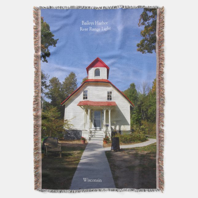 Baileys Harbor Rear Range Light throw blanket Filt (Framsidan Vertikal)