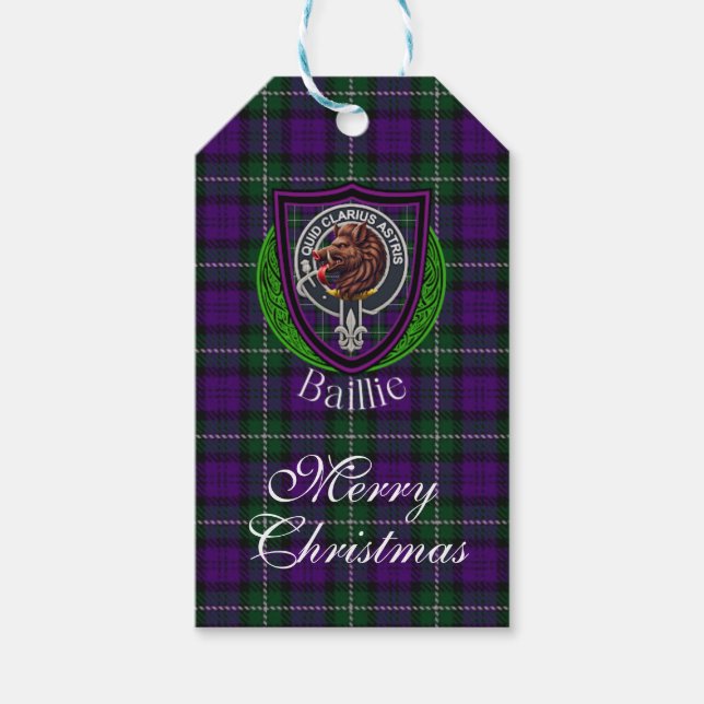 Baillie Scottish Clan Tartan & Crest Presentetikett (Framsidan)