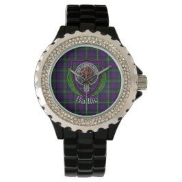 Baillie skotsk klan tartan och vapensköld armbandsur