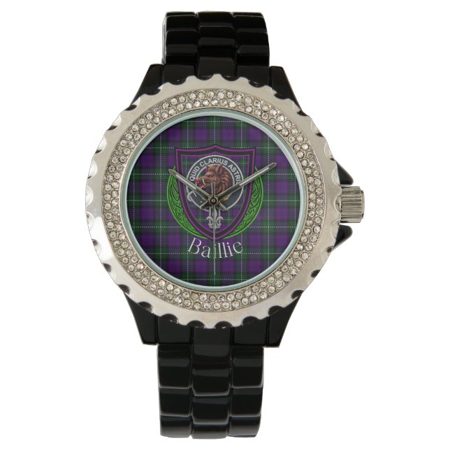 Baillie skotsk klan tartan och vapensköld armbandsur (Framsida)